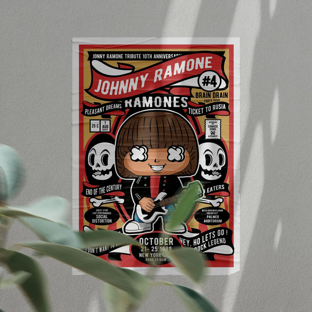 Johnny Ramone Art Wall Decor – Retro Cartoon Comic Poster