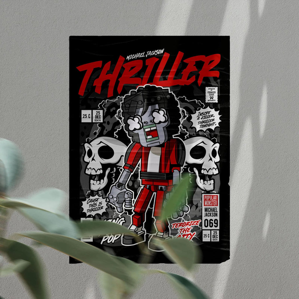 MJ Thriller Zombie Art Wall Decor – Retro Cartoon Comic Poster