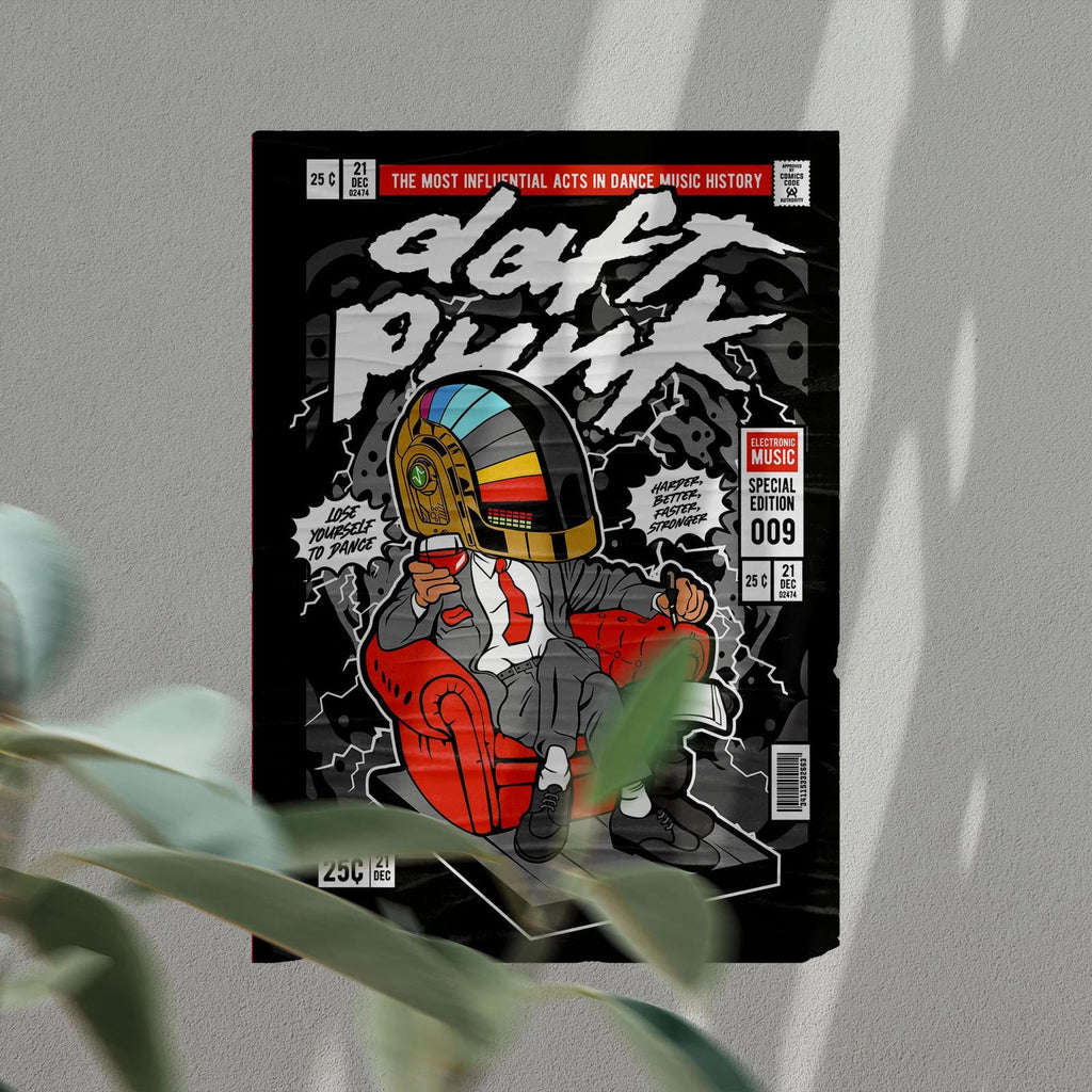 The Daft Punk Boss Art Wall Decor – Retro Cartoon Comic Poster