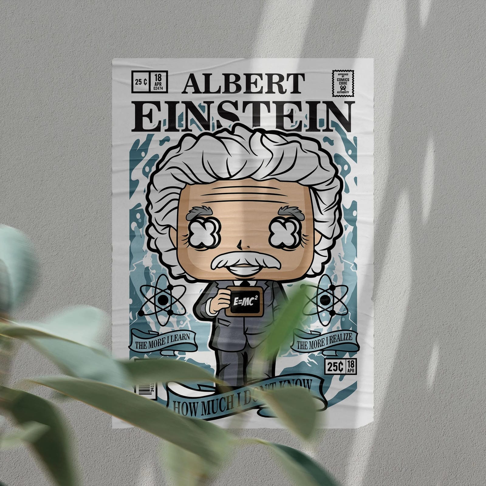 Einstein Art Wall Decor – Retro Cartoon Comic Poster