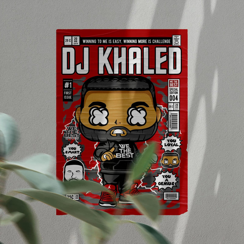 DJ Khaled Art Wall Decor – Retro Cartoon Comic Poster