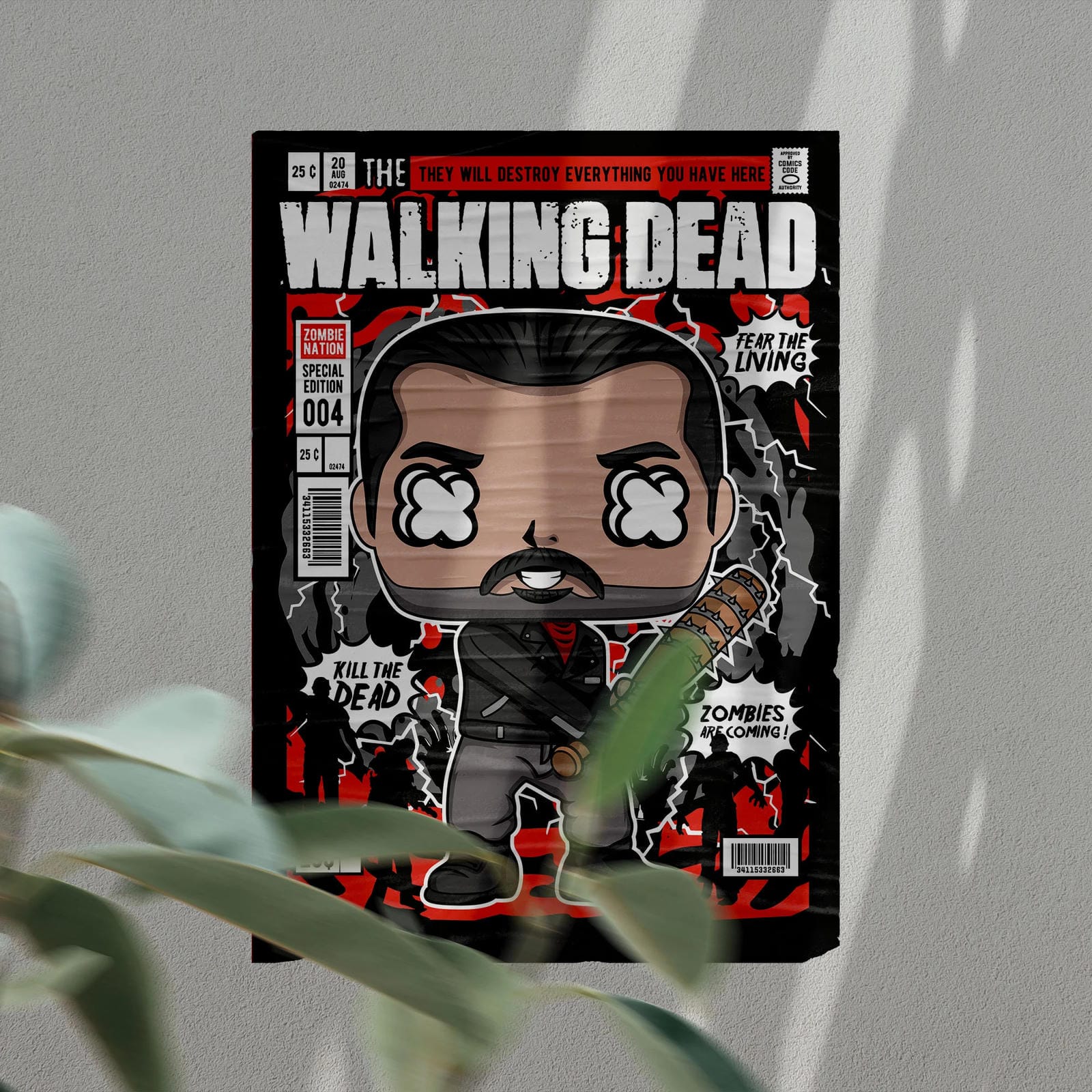 Negan Walking Dead Art Wall Decor – Retro Cartoon Comic Poster