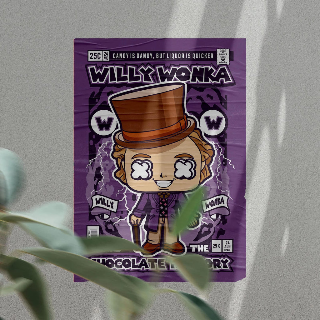 Willy Wonka And The Chocolate Factory  – Retro Cartoon Comic Poster