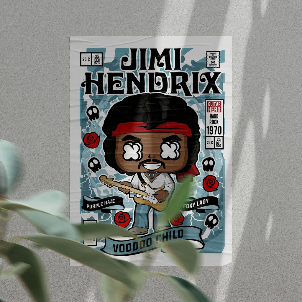 Jimmy Hendrix Art Wall Decor – Retro Cartoon Comic Poster