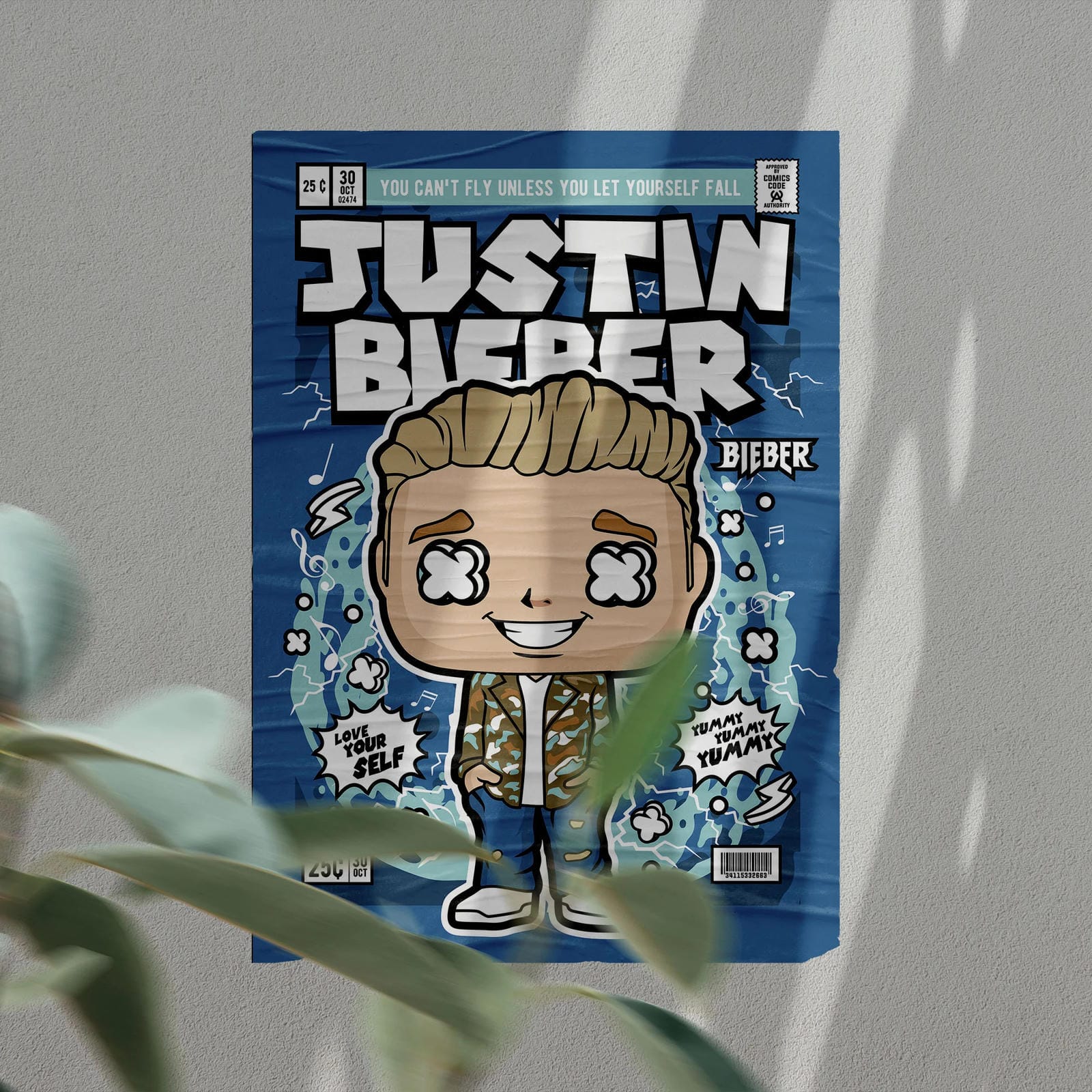 Justin Bieber Art Wall Decor – Retro Cartoon Comic Poster
