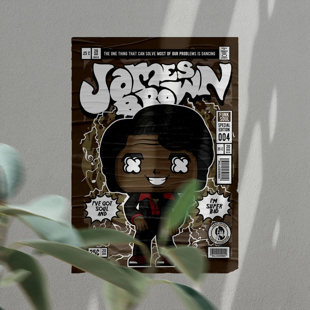 James Brown Art Wall Decor – Retro Cartoon Comic Poster