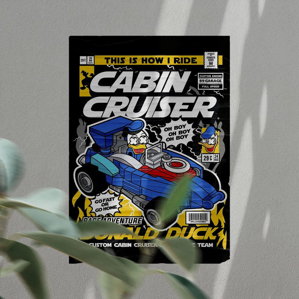 Donald Cabin Cruiser Art Wall Decor – Retro Cartoon Comic Poster