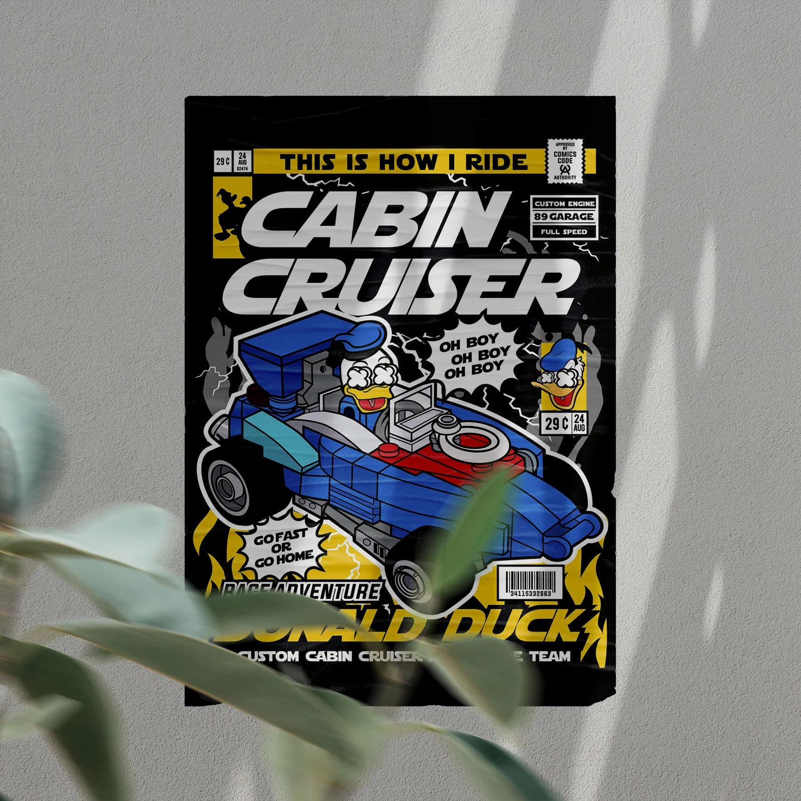 Donald Cabin Cruiser Art Wall Decor – Retro Cartoon Comic Poster