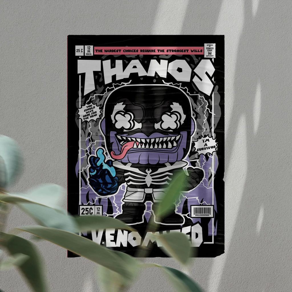 Thanos Venomized Art Wall Decor – Retro Cartoon Comic Poster