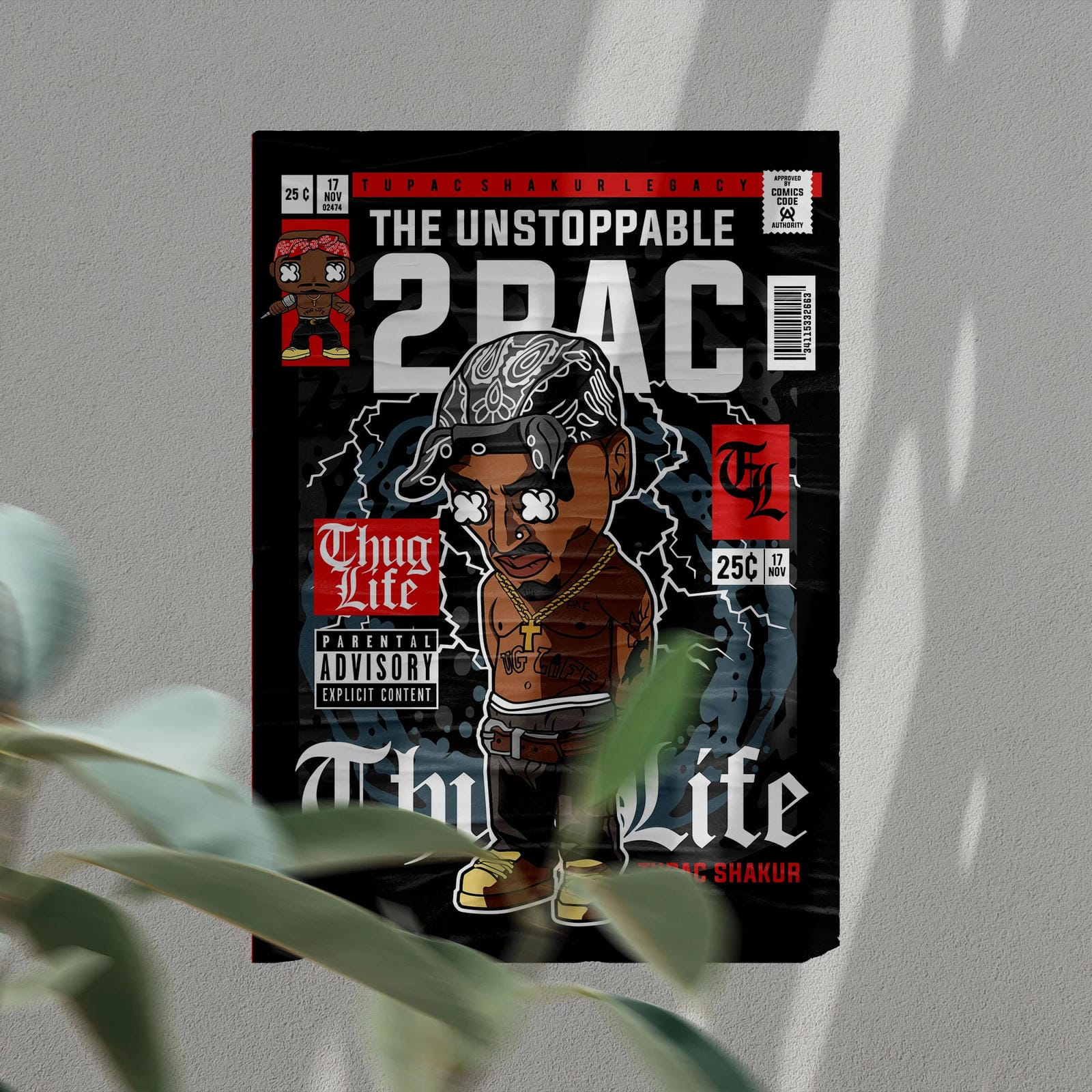 Tupac Art Wall Decor – Retro Cartoon Comic Poster