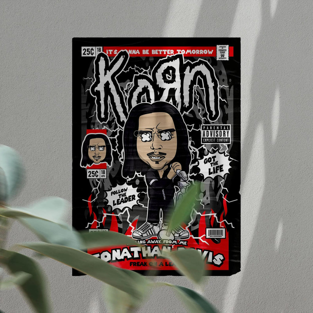 Jonathan Davis KoRn Art Wall Decor – Retro Cartoon Comic Poster