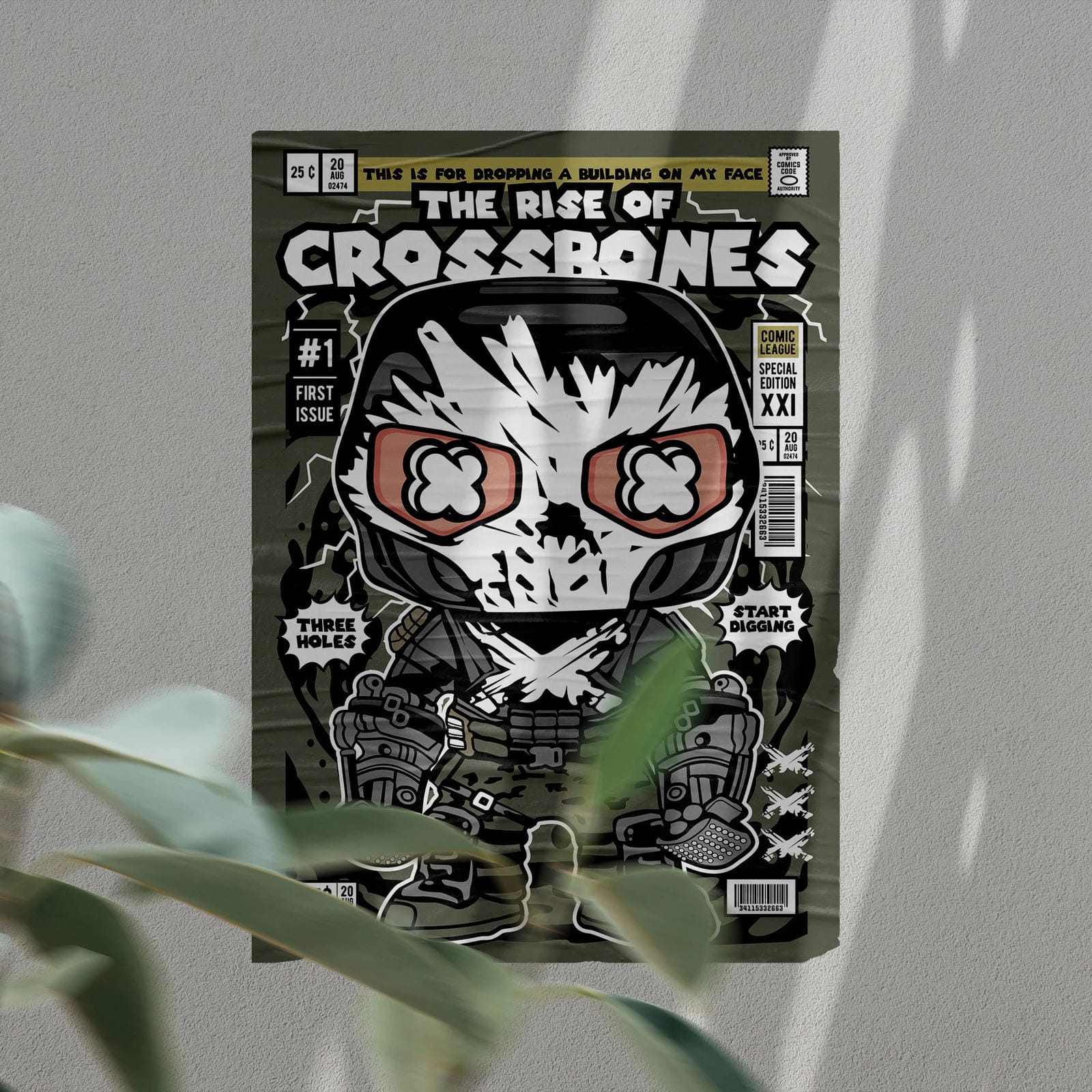 Crossbones Art Wall Decor – Retro Cartoon Comic Poster