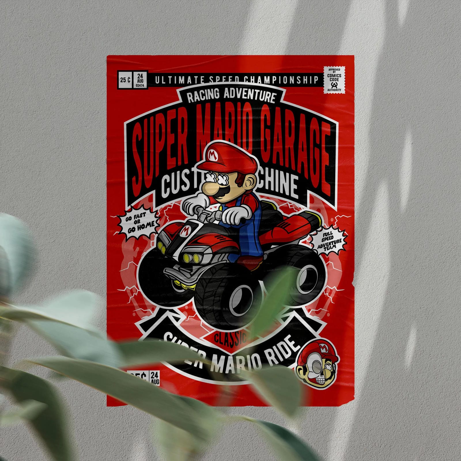 Mario Ride Art Wall Decor – Retro Cartoon Comic Poster
