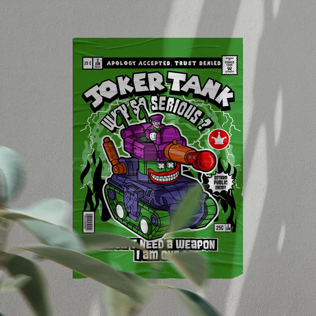 Joker Tank Art Wall Decor – Retro Cartoon Comic Poster