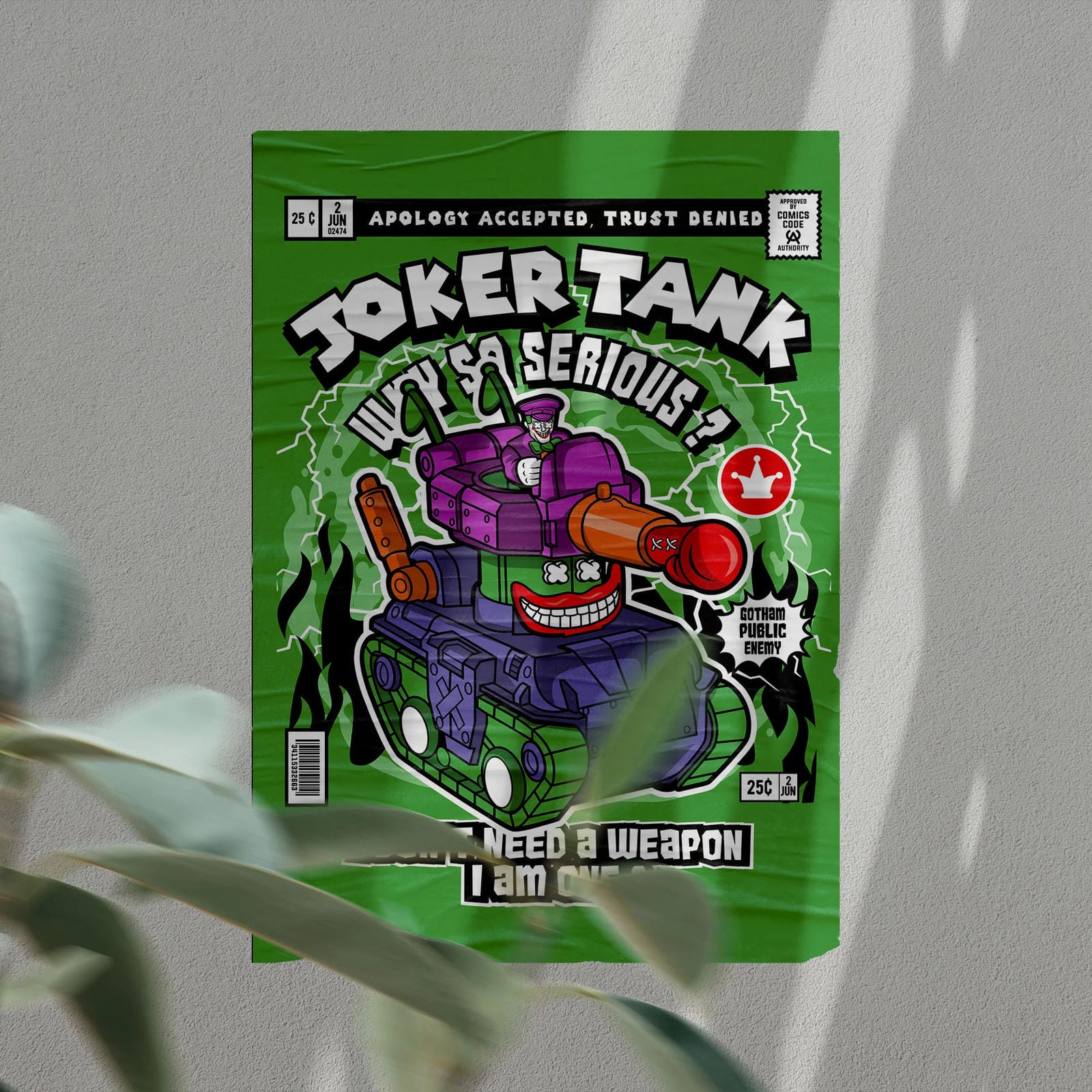 Joker Tank Art Wall Decor – Retro Cartoon Comic Poster
