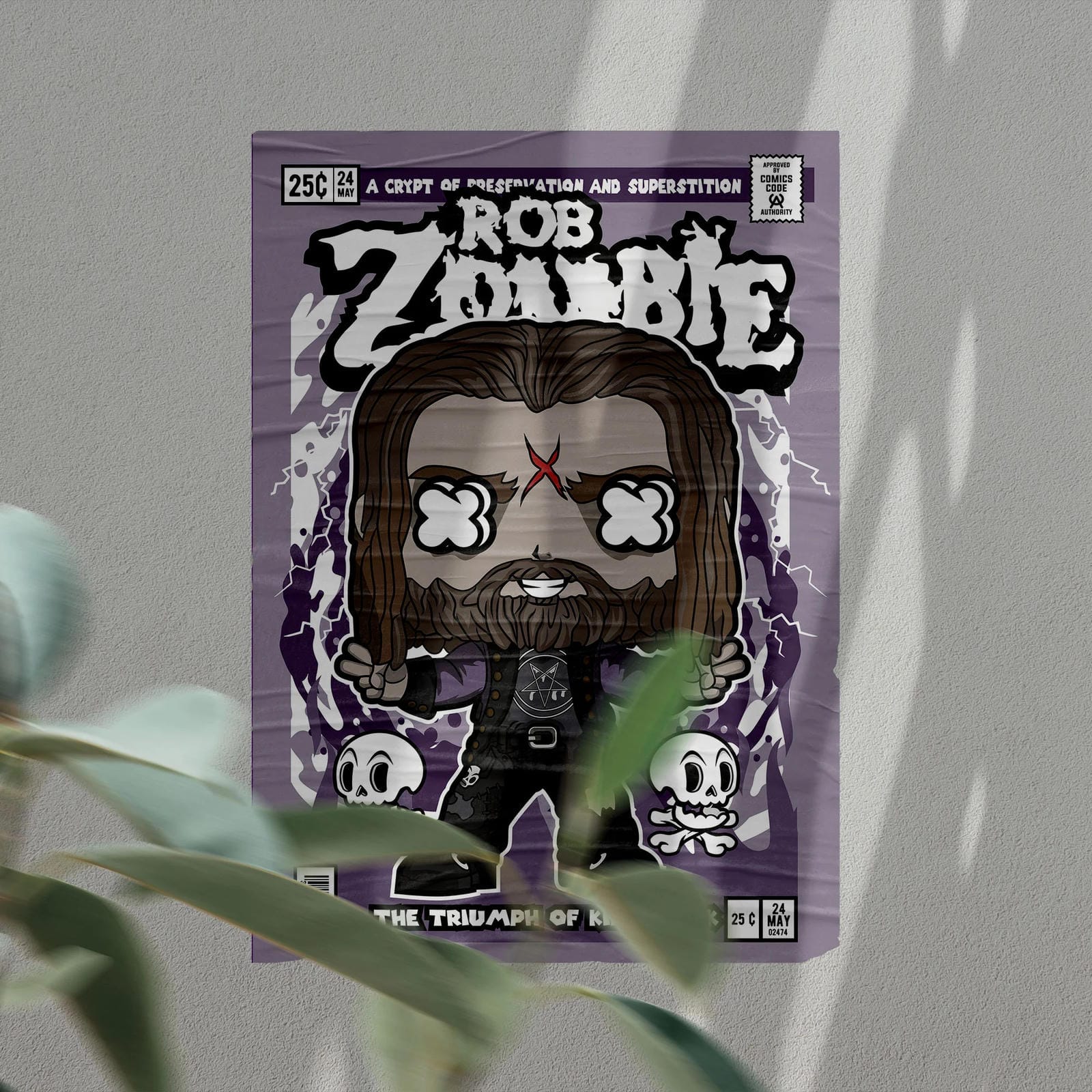 Rob Zombie Art Wall Decor – Retro Cartoon Comic Poster