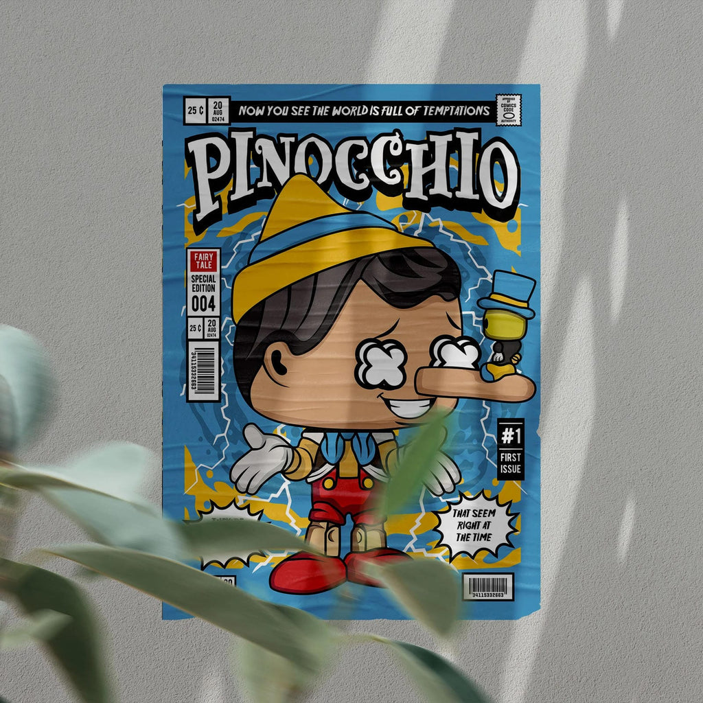 Pinnochio Art Wall Decor – Retro Cartoon Comic Poster