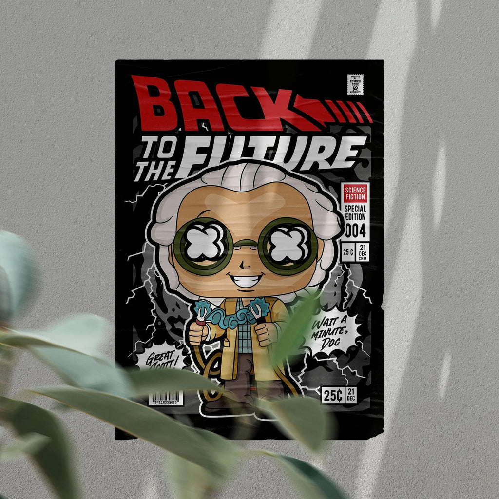 Dr Emmett Back to the Future Art Wall Decor – Retro Cartoon Comic Poster