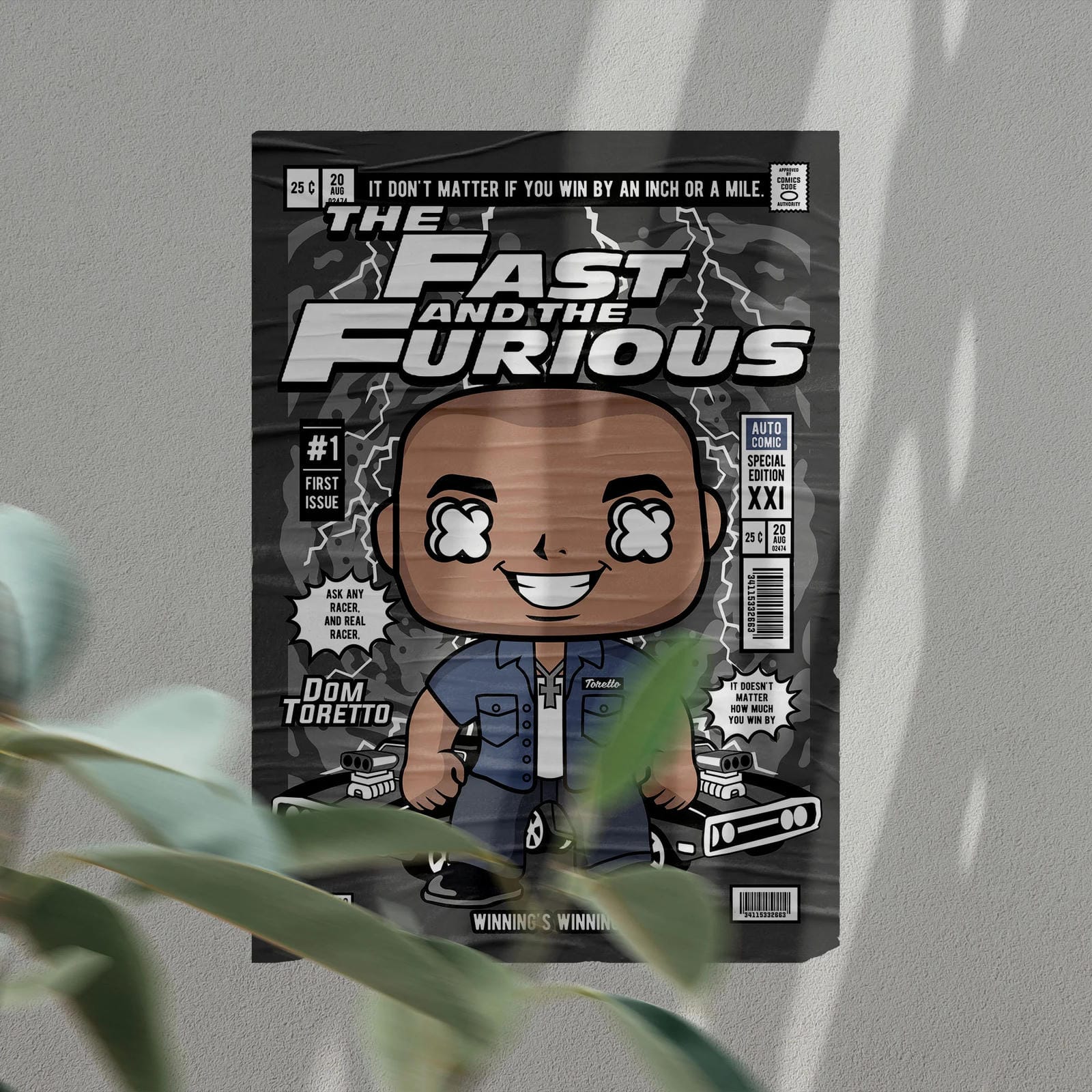 Dom Toretto Fast & Furious Art Wall Decor – Retro Cartoon Comic Poster