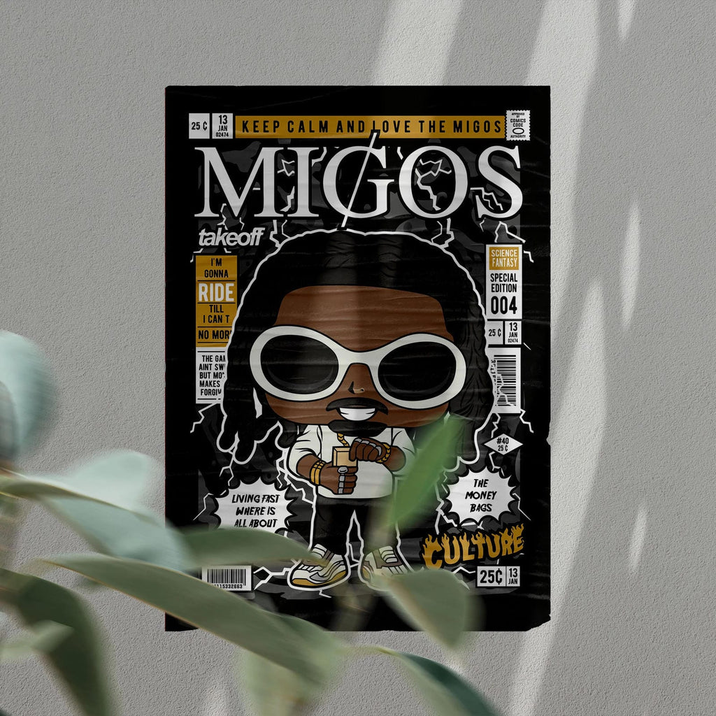 Migos Takeoff Art Wall Decor – Retro Cartoon Comic Poster