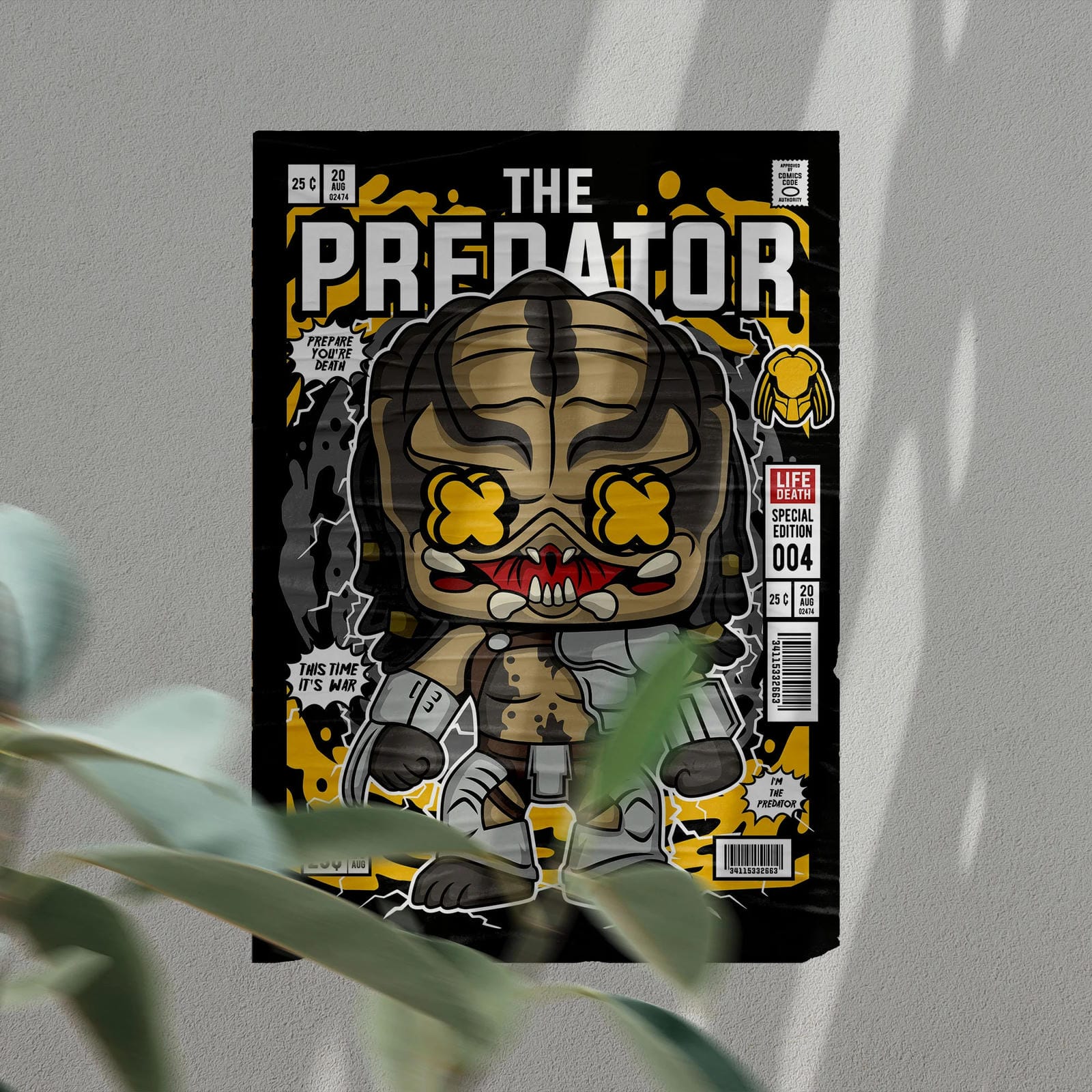Predator Art Wall Decor – Retro Cartoon Comic Poster