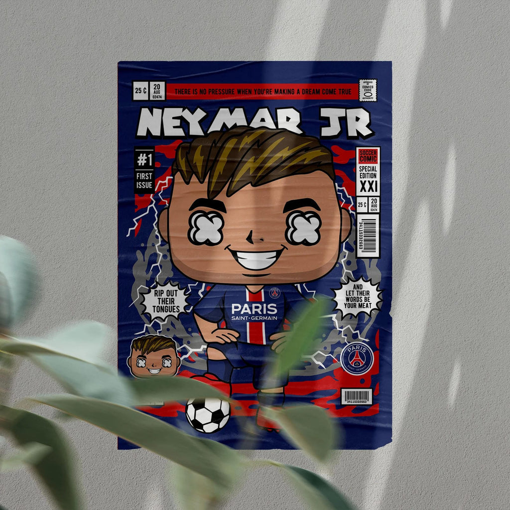 Neymar Jr Art Wall Decor – Retro Cartoon Comic Poster
