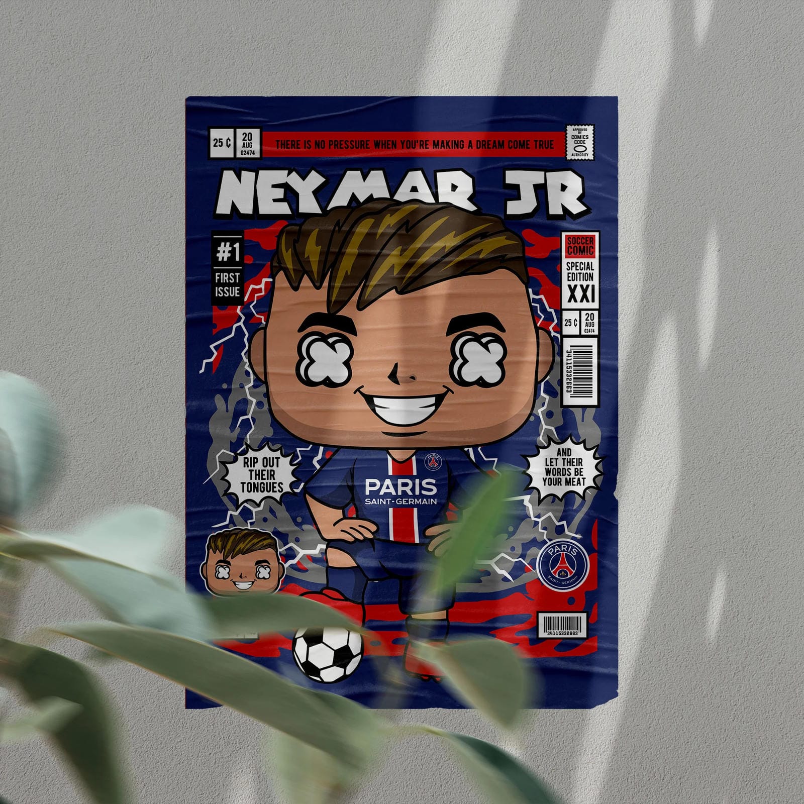 Neymar Jr Art Wall Decor – Retro Cartoon Comic Poster
