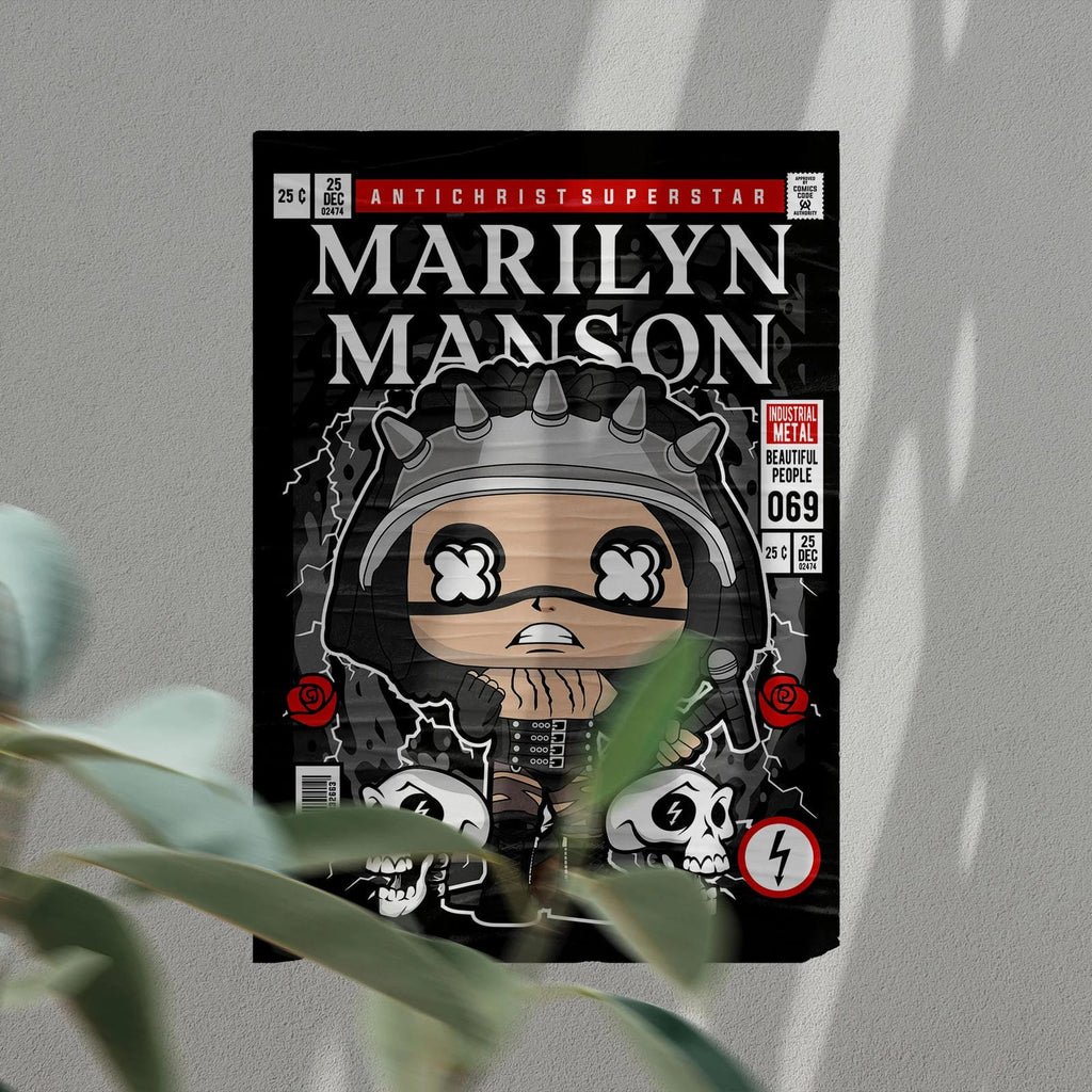 Marilyn Manson Art Wall Decor – Retro Cartoon Comic Poster