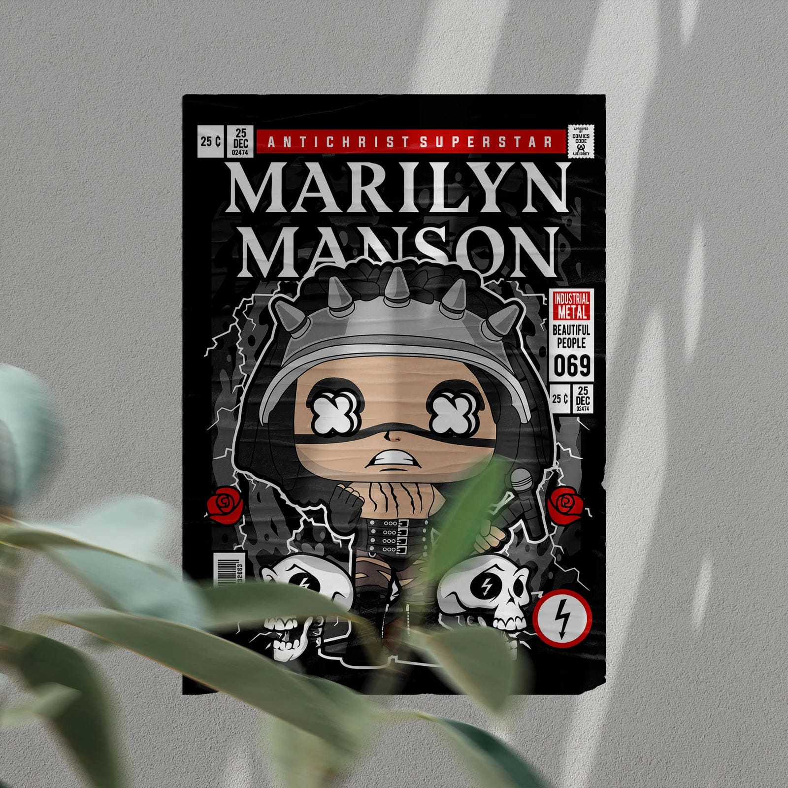 Marilyn Manson Art Wall Decor – Retro Cartoon Comic Poster