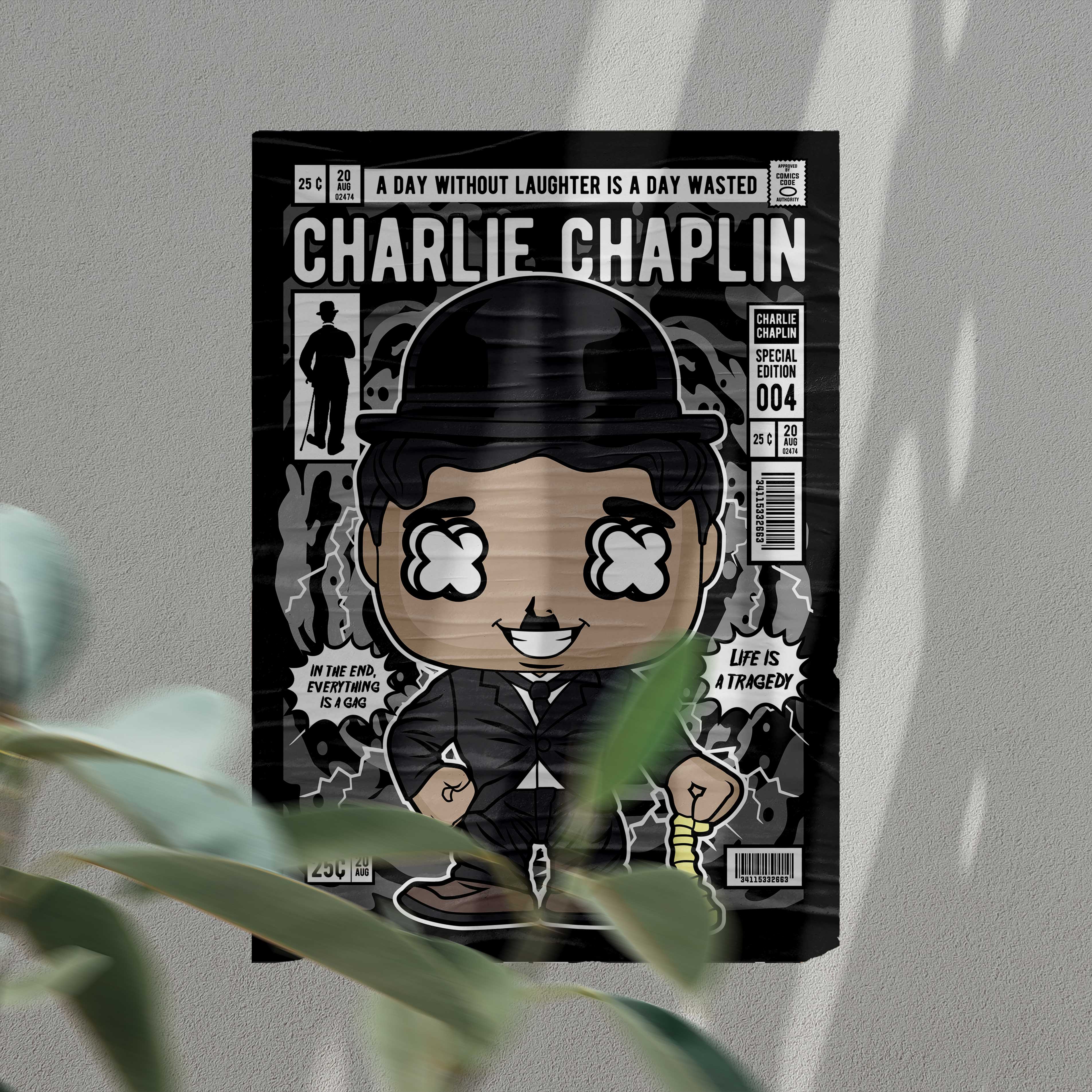 Charlie Chaplin Art Wall Decor – Retro Cartoon Comic Poster