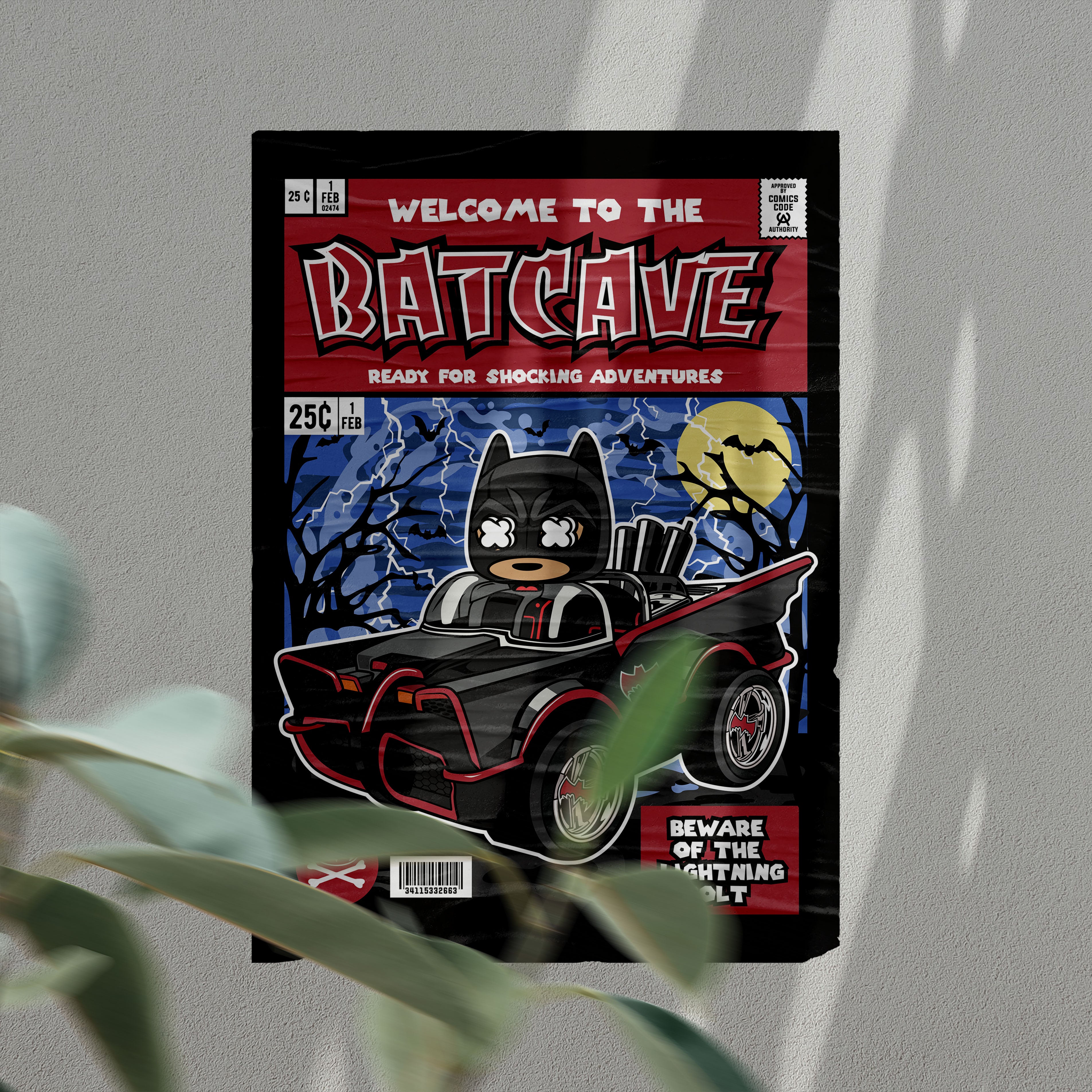 Bat Mobile Pop Art Wall Decor – Retro Cartoon Comic Poster