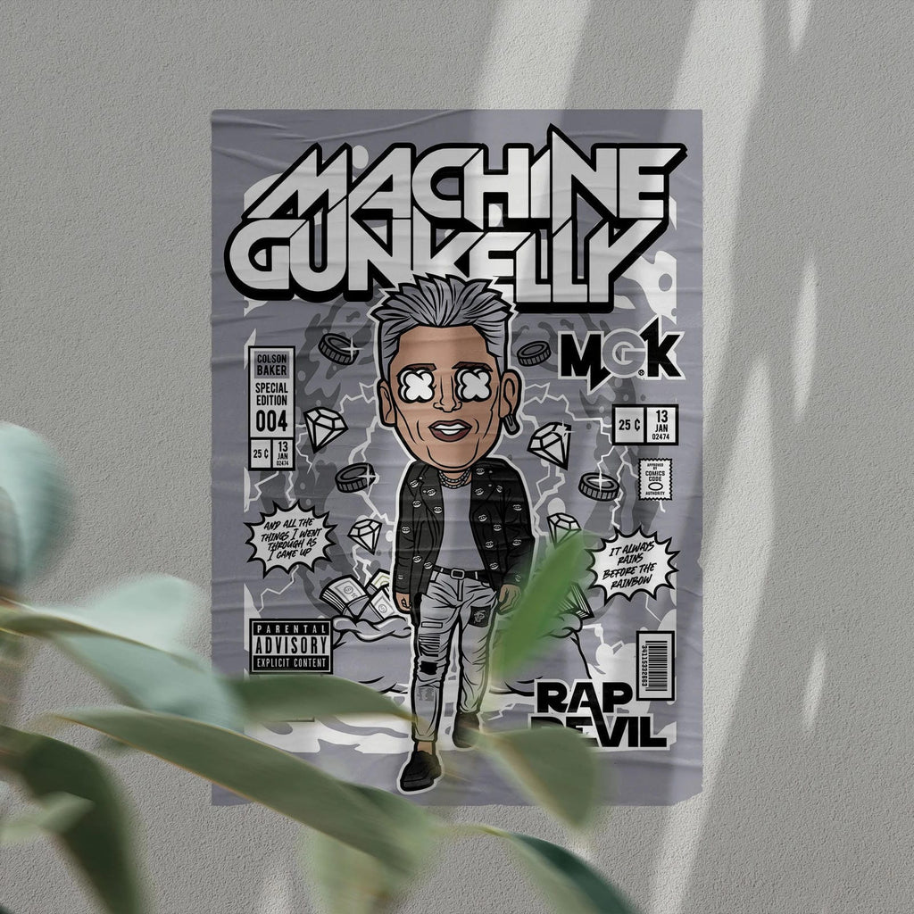 Machine Gun_Kelly Art Wall Decor – Retro Cartoon Comic Poster