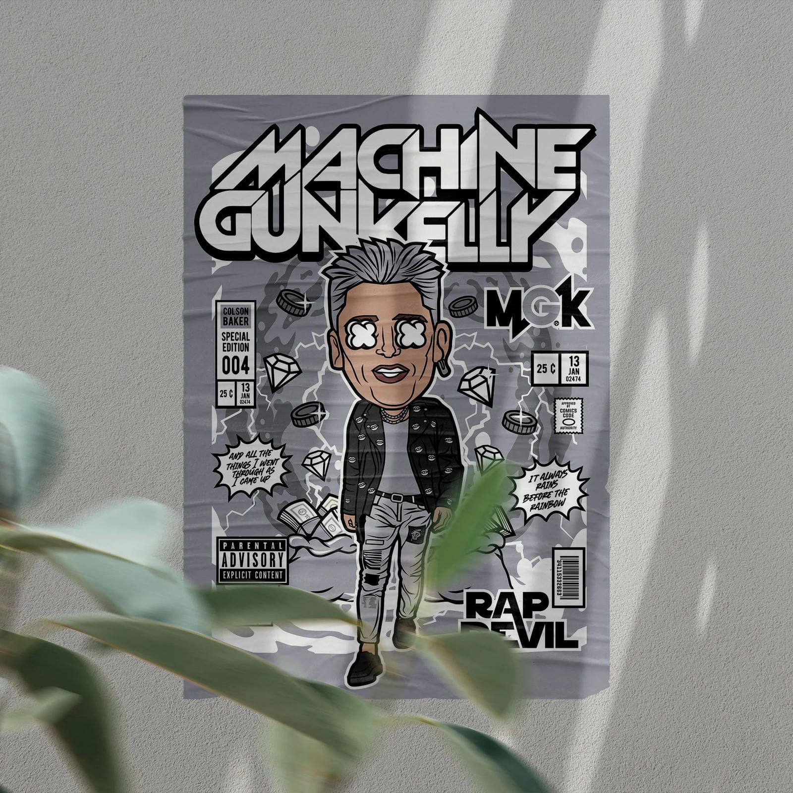 Machine Gun_Kelly Art Wall Decor – Retro Cartoon Comic Poster