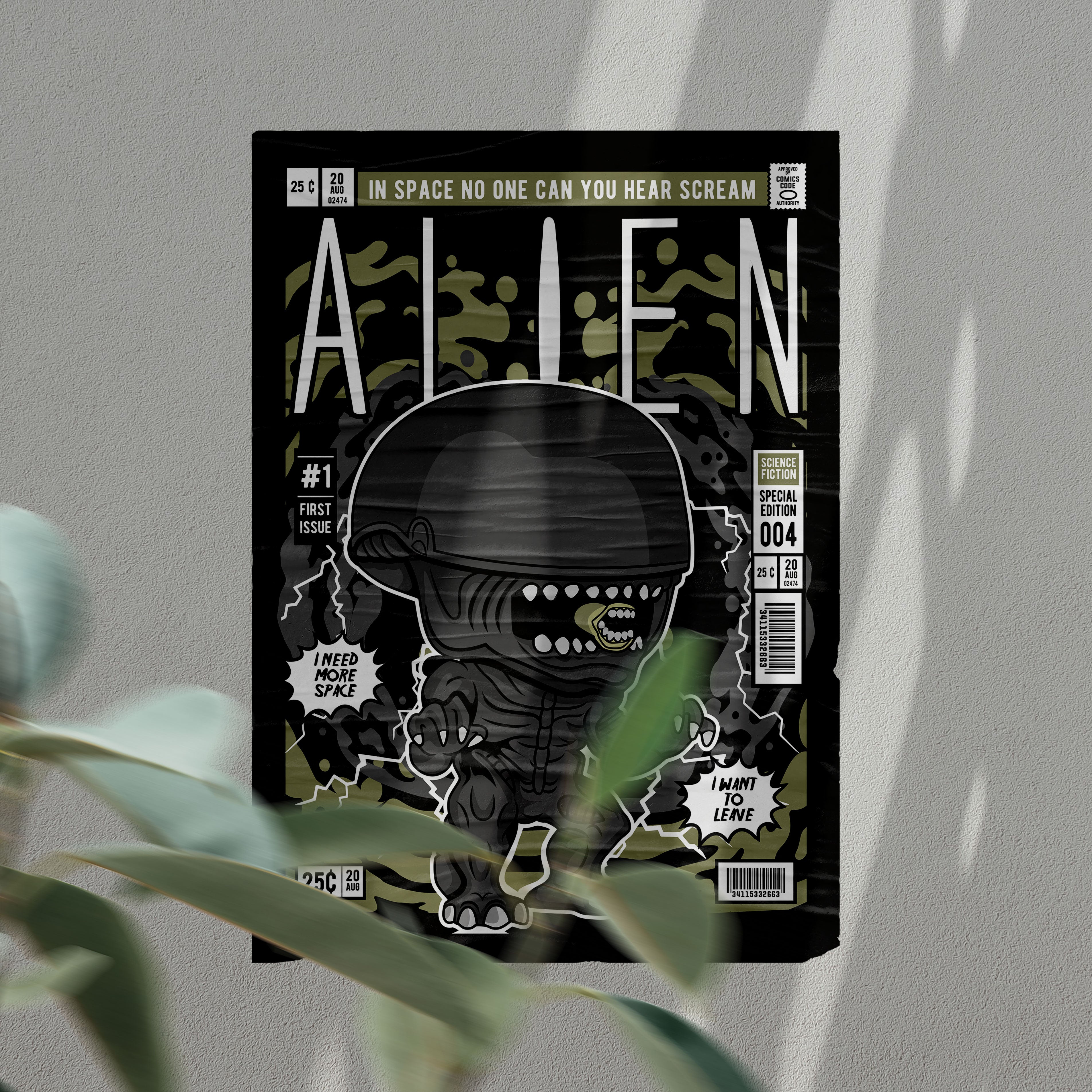 Alien Pop Art Wall Decor – Retro Cartoon Comic Poster