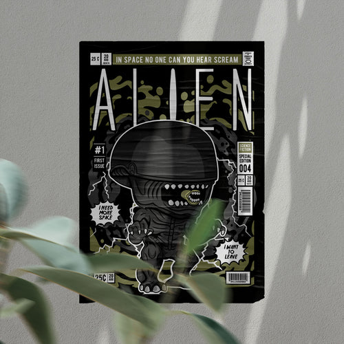 Alien Pop Art Wall Decor – Retro Cartoon Comic Poster