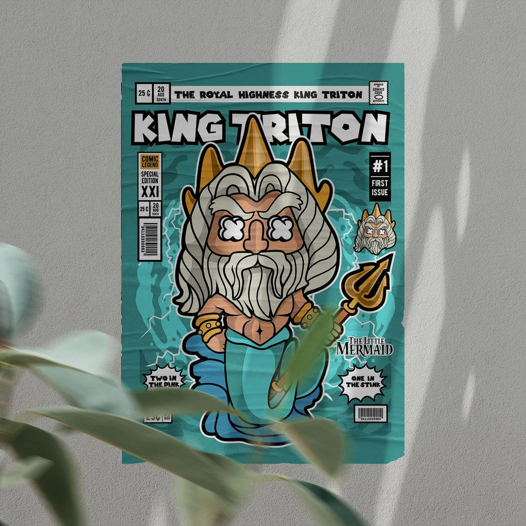 King Triton Art Wall Decor – Retro Cartoon Comic Poster
