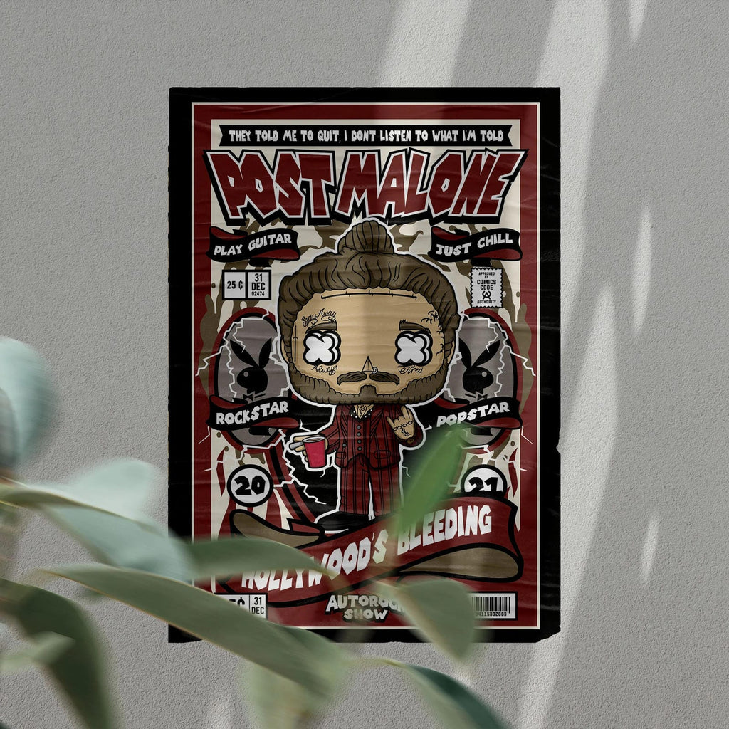Post Malone Art Wall Decor – Retro Cartoon Comic Poster