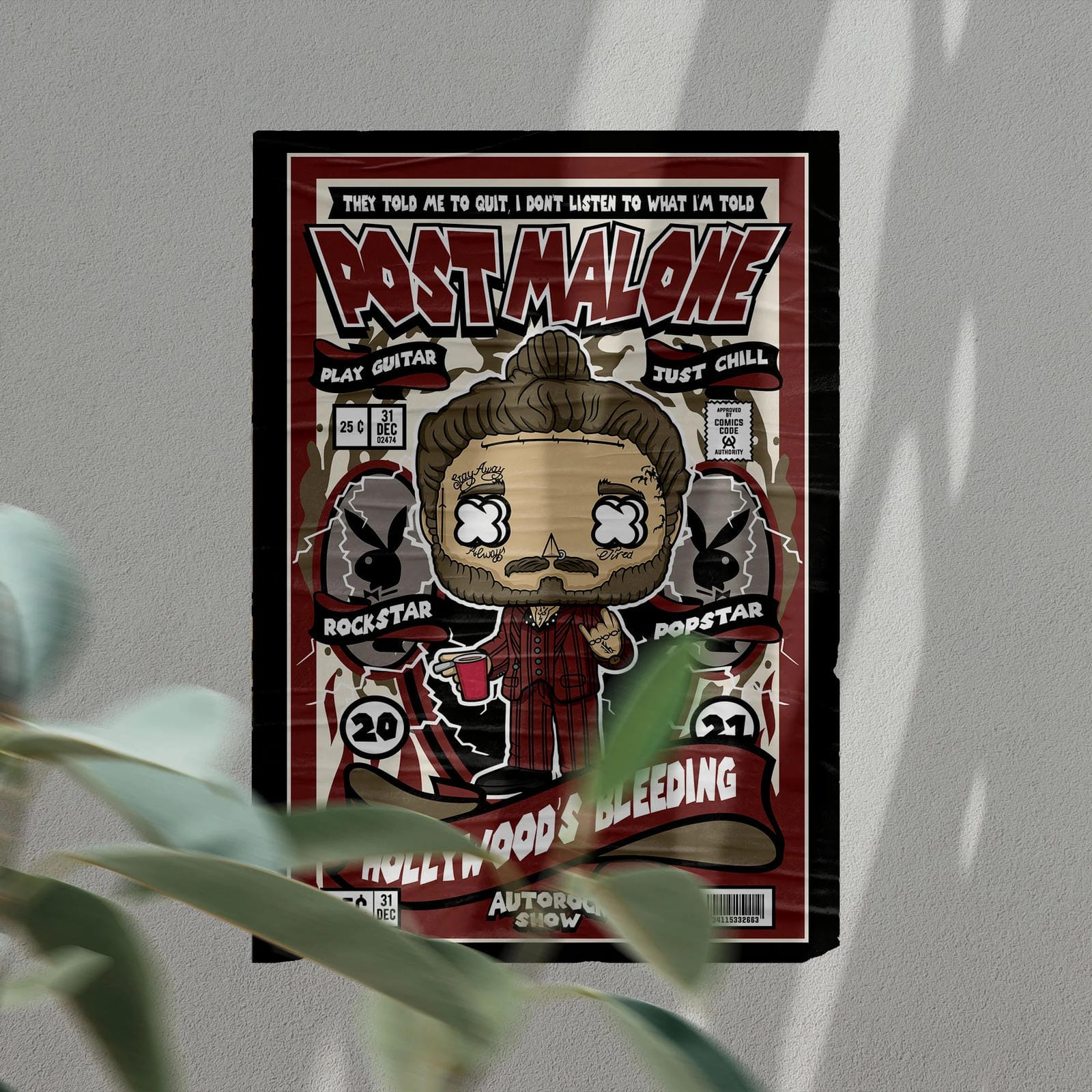 Post Malone Art Wall Decor – Retro Cartoon Comic Poster