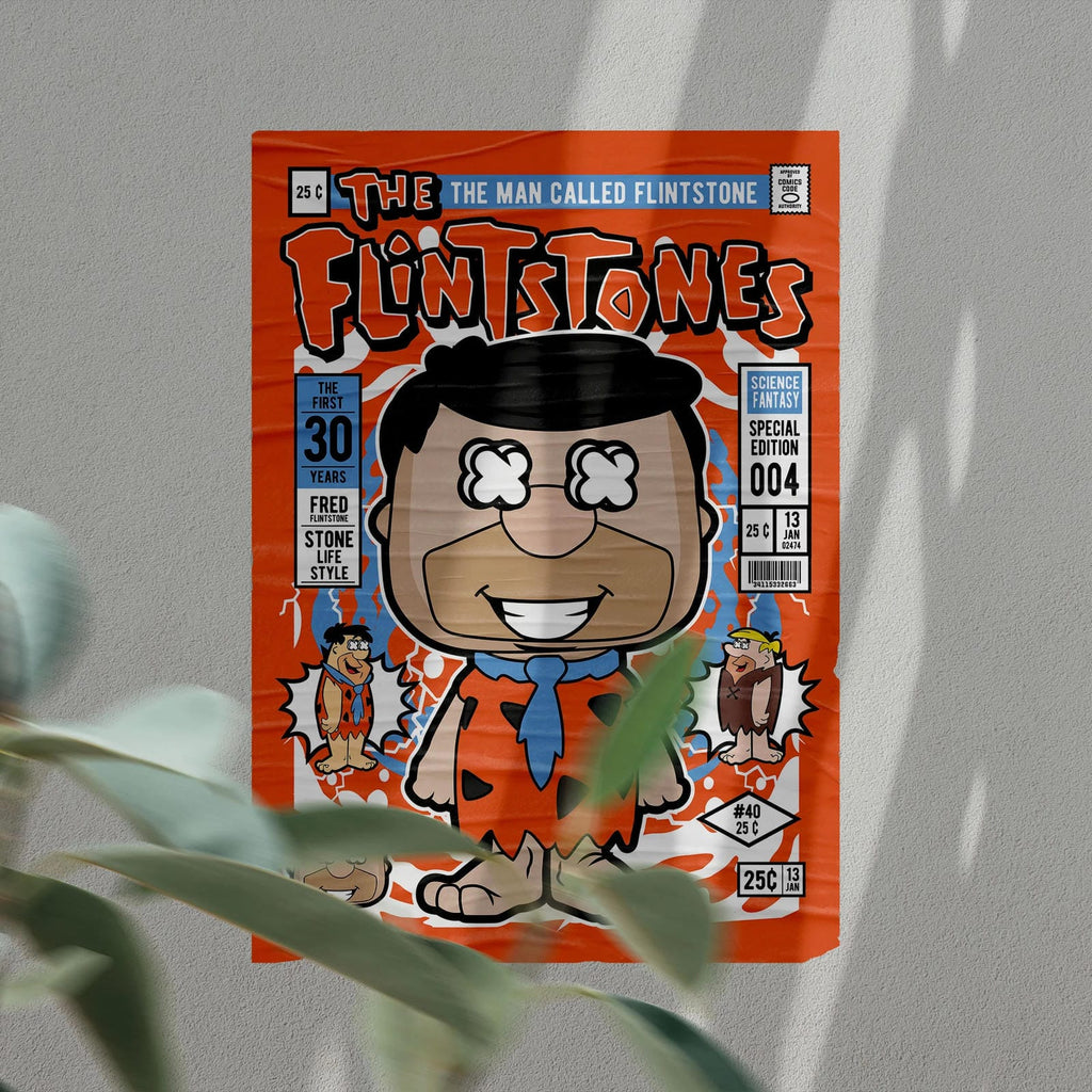 Fred Flinstones Art Wall Decor – Retro Cartoon Comic Poster
