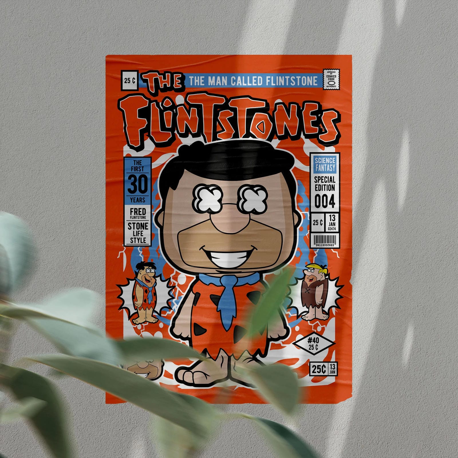 Fred Flinstones Art Wall Decor – Retro Cartoon Comic Poster