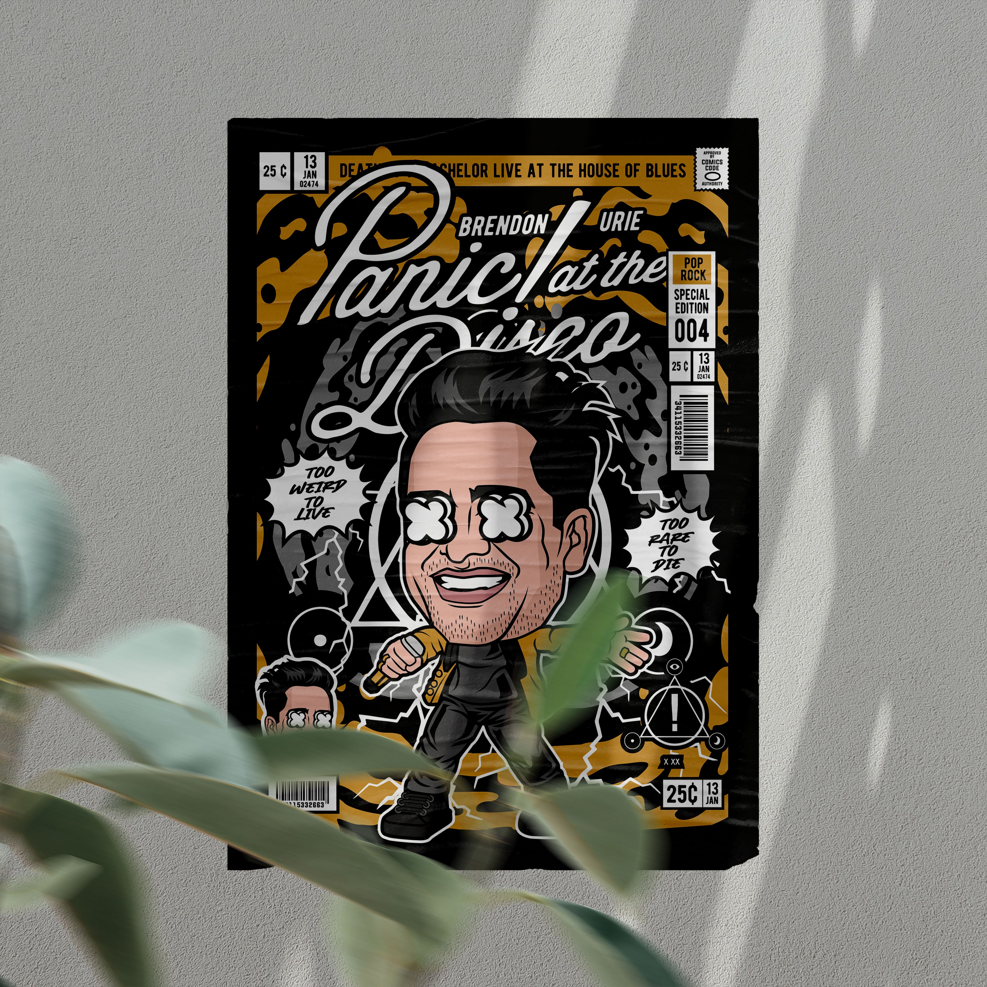 Brendon Urie Pop Art Wall Decor – Retro Cartoon Comic Poster