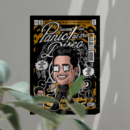 Brendon Urie Pop Art Wall Decor – Retro Cartoon Comic Poster