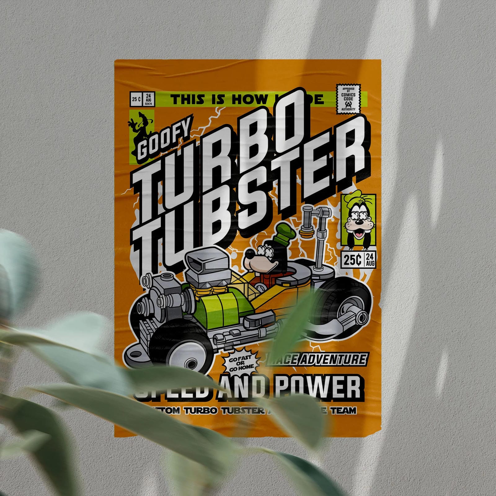 Goofy Turbo Art Wall Decor – Retro Cartoon Comic Poster