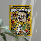 Freddy Mercury Rock You Art Wall Decor – Retro Cartoon Comic Poster