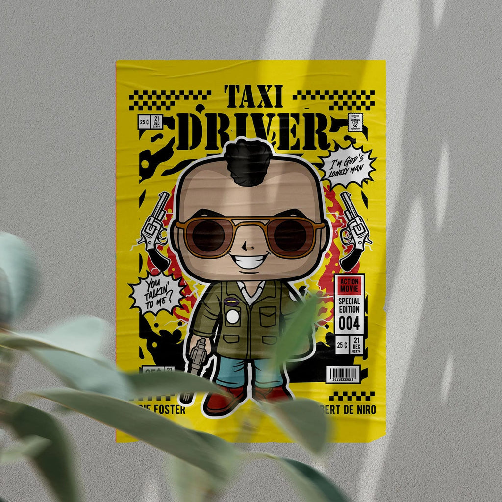 Taxi Driver Robert De Niro Art Wall Decor – Retro Cartoon Comic Poster