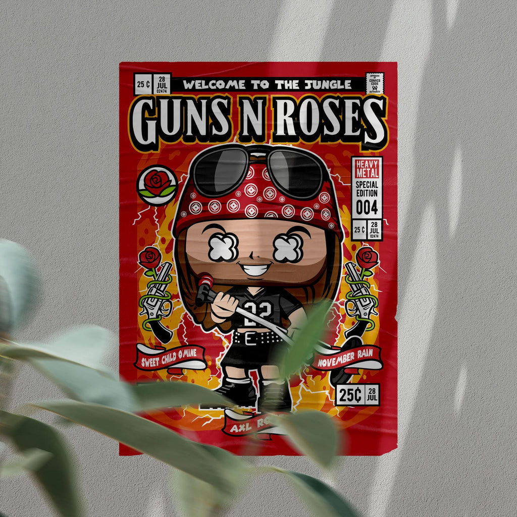 Axl Rose Pop Art Wall Decor – Retro Cartoon Comic Poster