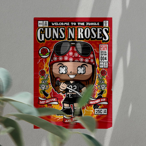 Axl Rose Pop Art Wall Decor – Retro Cartoon Comic Poster