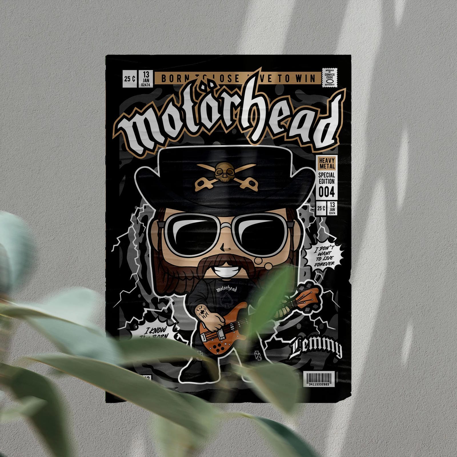 Lemmy Killmister Motorhead Art Wall Decor – Retro Cartoon Comic Poster