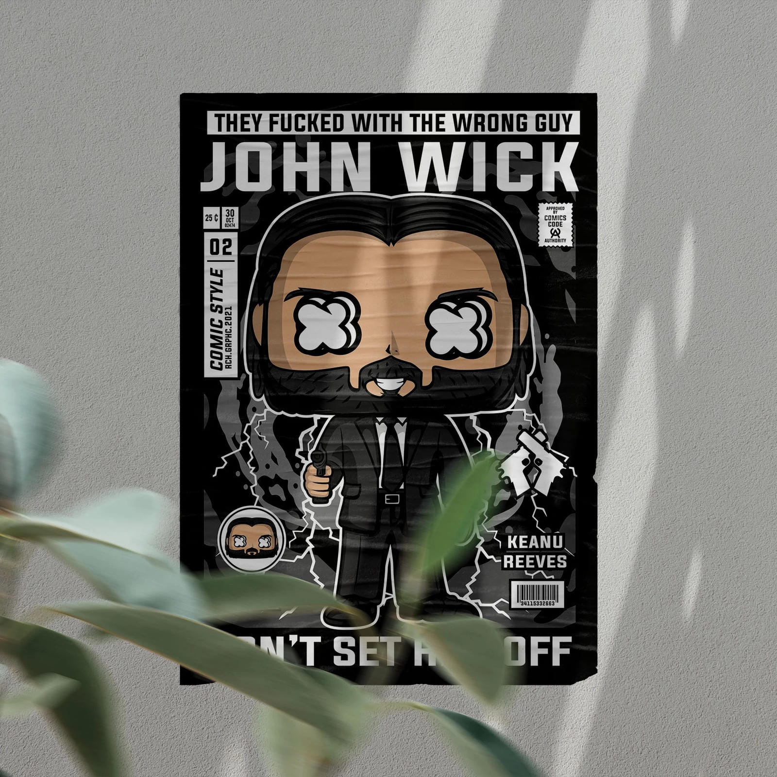 John Wick Art Wall Decor – Retro Cartoon Comic Poster