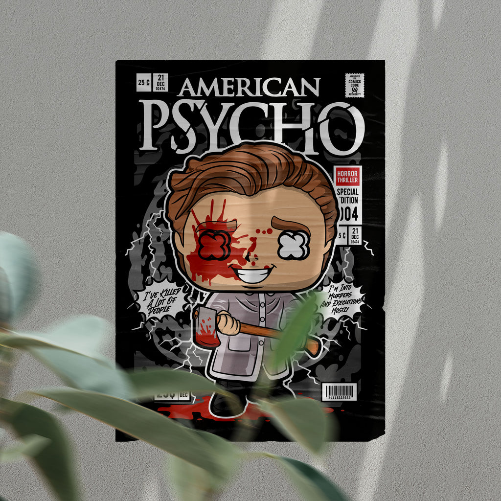 American Psycho Pop Art Wall Decor – Retro Cartoon Comic Poster